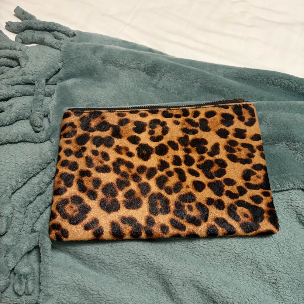 Madewell leopard calf hair Zippered Pouch/clutch. NWT